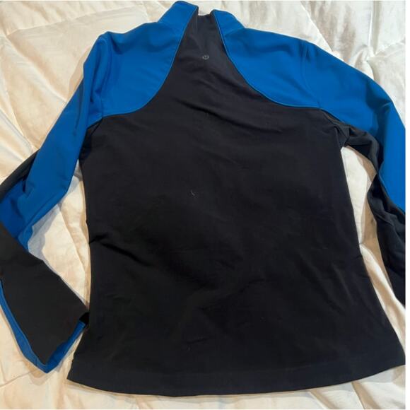 Lululemon Cobalt blue black 1/2 zip unisex Sz M Men (38-40) Woman running gym EC - Picture 8 of 10